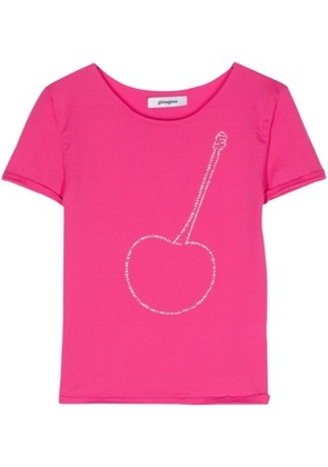 Gimaguas Cherry Shiny rhinestone-embellished T-shirt - Pink
