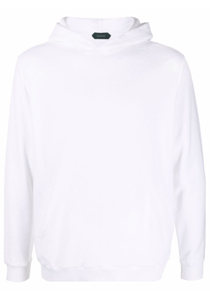 Zanone ribbed-detail hoodie - White