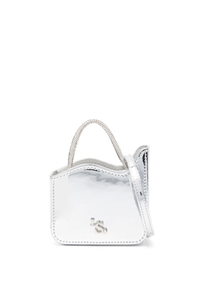 Le Silla Ivy crystal-handles faux-leather mini bag - Silver