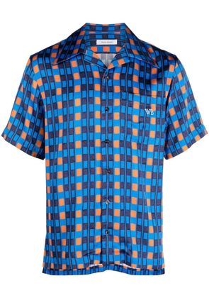 Wales Bonner Highlife geometric-print bowling shirt - Blue
