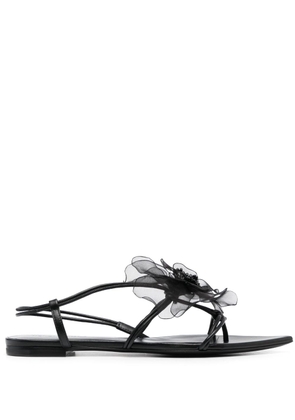 Nensi Dojaka faux-flower leather sandals - Black