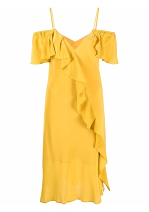 Gold Hawk ruffle-detail V-neck dress - Yellow