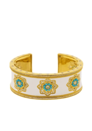 BUDDHA MAMA 20kt yellow gold, enamel, diamond and turquoise Mandalas cuff