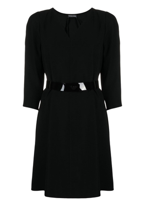 Emporio Armani round-neck long-sleeve dress - Black