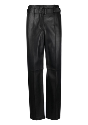 Emporio Armani high-waisted leather tapered trousers - Black
