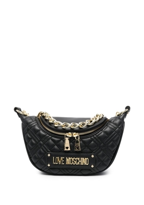 Love Moschino logo-plaque quilted shoulder bag - Black