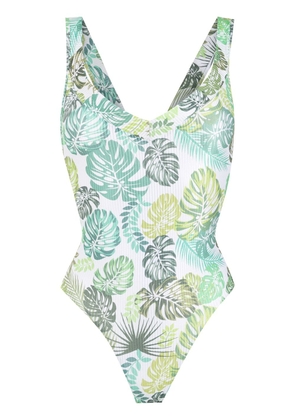 Amir Slama palm leaf print swimsuit - Green