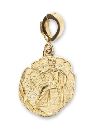 Azlee 18kt yellow gold small Aphrodite diamond coin pendant