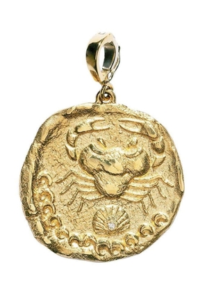 Azlee 18kt yellow gold large Karkinos Coin diamond pendant