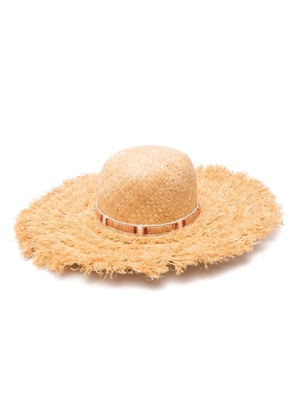 Borsalino fringed woven raffia hat - Neutrals