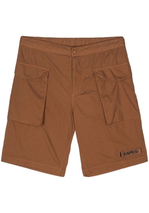 ASPESI logo-patch cotton shorts - Brown