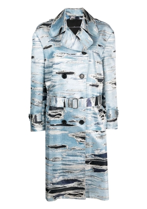 John Richmond Nabhia abstract-print trench coat - Blue