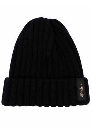 Borsalino logo cashmere beanie hat - Black