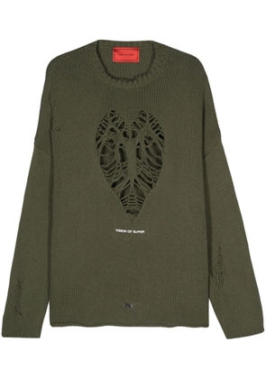 Vision Of Super heart-cut-out distressed jumper - Green