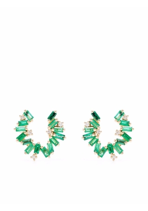 Suzanne Kalan yellow gold Fireworks emerald hoop earrings
