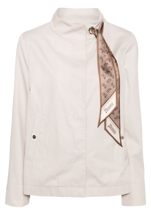 Herno scarf-embellishment cotton jacket - Neutrals