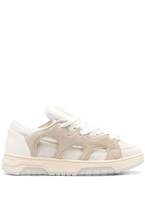 SANTHA panelled padded leather sneakers - Neutrals