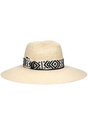Borsalino Sophie Panama crochet-detail hat - Neutrals