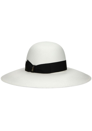 Borsalino Violet Panama straw hat - White