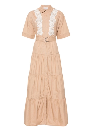 ERMANNO FIRENZE floral-lace tiered maxi dress - Neutrals