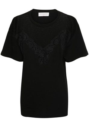 ERMANNO FIRENZE floral-lace cotton T-shirt - Black