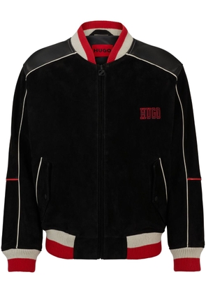 HUGO logo-embellished leather bomber jacket - Black