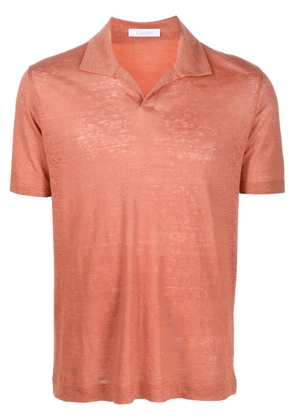 Cruciani short-sleeved linen polo shirt - Orange