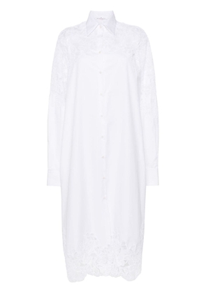 Ermanno Scervino lace-panel shirt midi dress - White