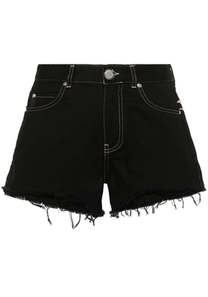 PINKO Love Birds-embroidered distressed shorts - Black