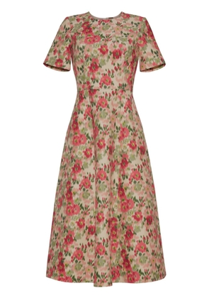 Adam Lippes Eloise floral-print flared dress - Neutrals