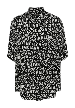 Balenciaga Logo Strips-print lounge shirt - Black
