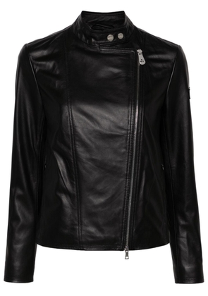 Peuterey logo-patch leather jacket - Black