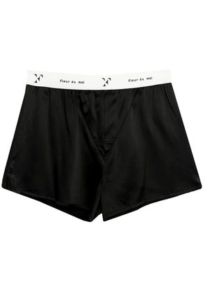 Fleur Du Mal logo-waistband silk boxers - Black