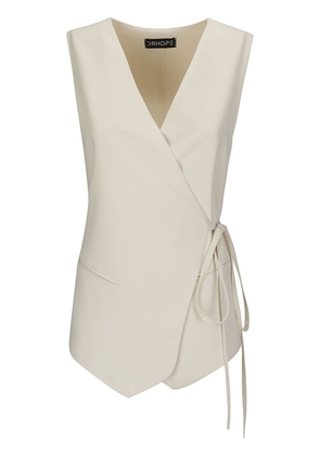 DRHOPE sleeveless tie-front vest - White