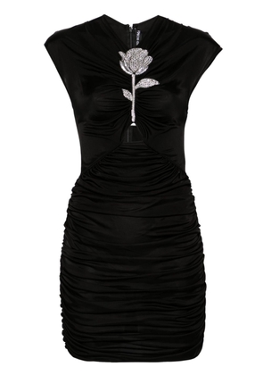 David Koma floral-detailed ruched minidress - Black