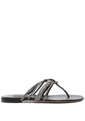Casadei crystal-embellished flat sandals - Grey