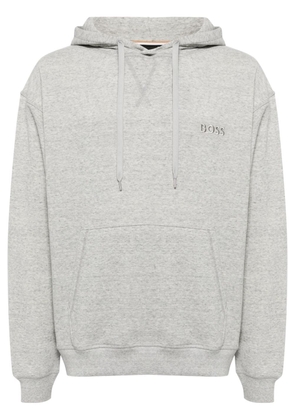 BOSS logo-embroidered hoodie - Grey