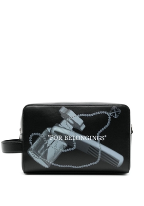 Off-White graphic-print leather make-up bag - Black