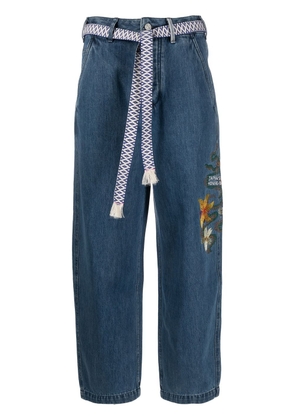 Scotch & Soda embroidery-motif belted jeans - Blue