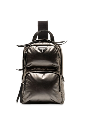 Prada Pre-Owned 2013-2023 logo-appliqué metallic-effect backpack - Silver