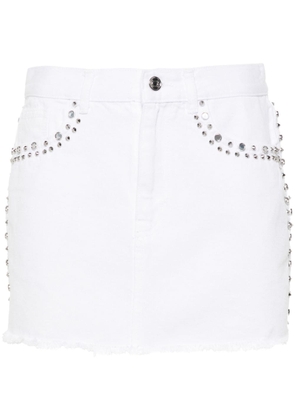 LIU JO stud-embellished denim mini skirt - White