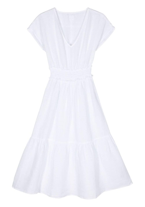 120% Lino flared linen midi dress - White
