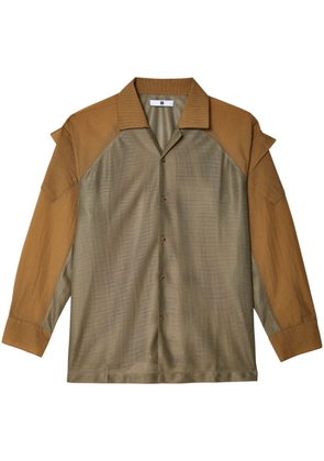 Olly Shinder panelled-design notched-lapels shirt - Brown