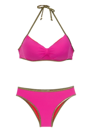 Amir Slama gold-tone trimming bikini set - Pink