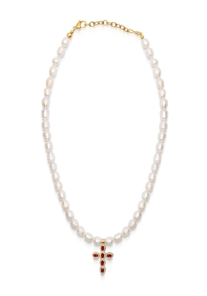 Nialaya Jewelry cross-pendant freshwater-pearl necklace - White