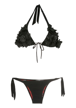 Amir Slama floral-detail triangle bikini set - Black