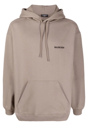 Balenciaga logo drawstring hoodie - Neutrals