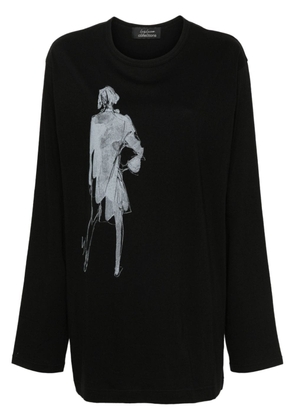 Yohji Yamamoto graphic-print long-sleeve T-shirt - Black