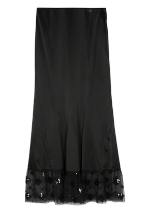 CHANEL Pre-Owned 2002 mesh-hem silk skirt - Black