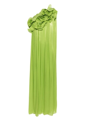 Costarellos ruffled georgette gown - Green